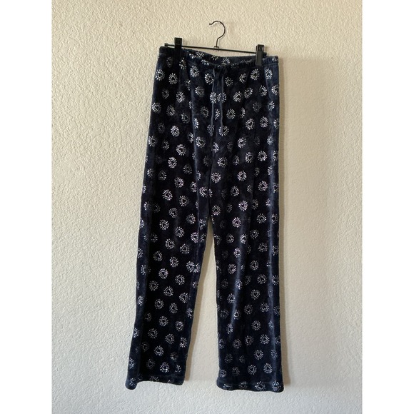 Unbranded Other - Unbranded Pajama Pants XL Navy Blue Silver Metallic Foil Heart Plush Fleece